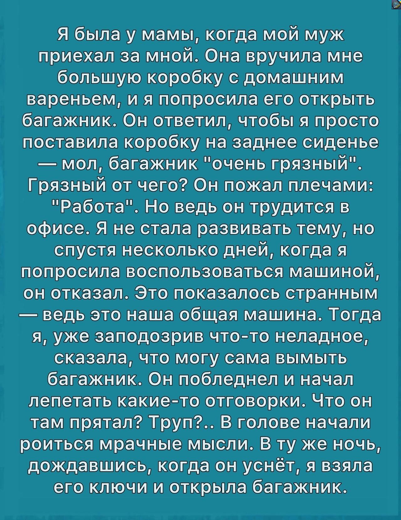 Несколько дней подряд муж не позволял мне заглянуть в багажник машины