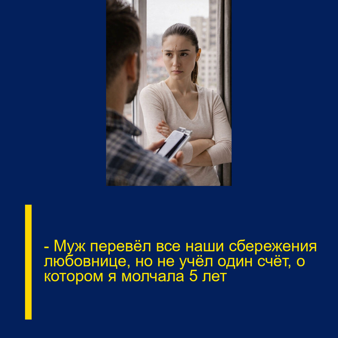 — Муж перевёл все наши сбережения любовнице, но не учёл один счёт, о котором я молчала 5 лет