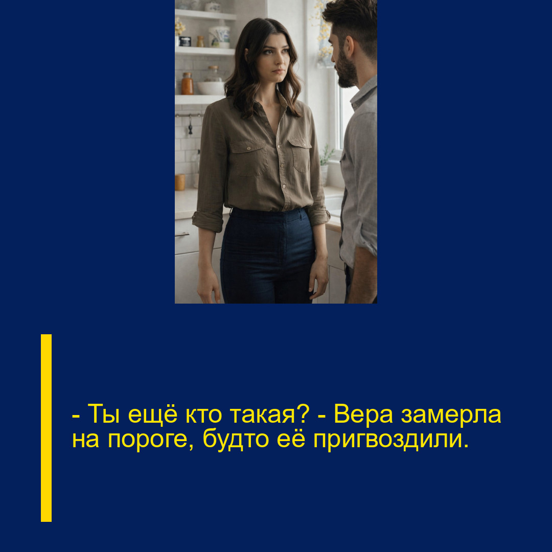 — Ты ещё кто такая? — Вера замерла на пороге, будто её пригвоздили.