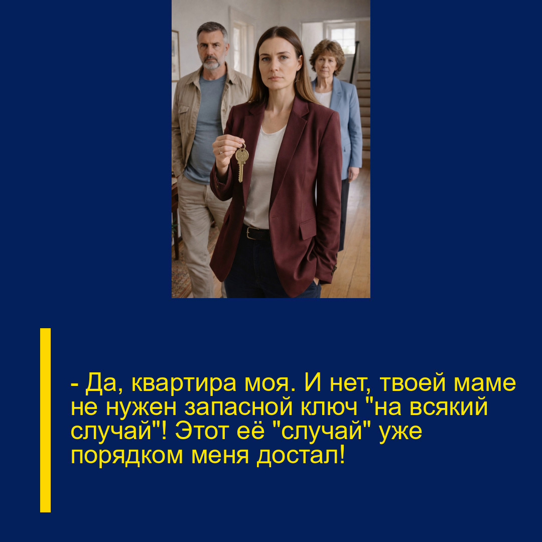 — Да, квартира моя. И нет, твоей маме не нужен запасной ключ «на всякий случай»! Этот её «случай» уже порядком меня достал!