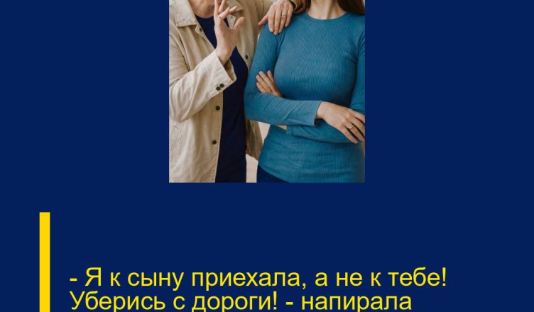— Я к сыну приехала, а не к тебе! Уберись с дороги! — напирала свекровь.