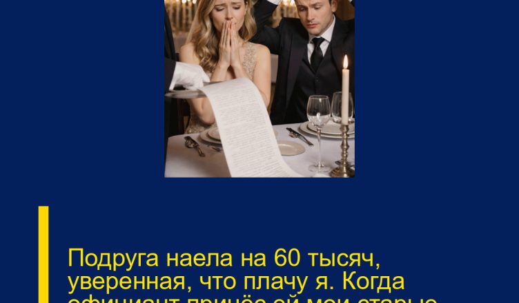 Подруга наела на 60 тысяч, уверенная, что плачу я. Когда официант принёс ей мои старые записи, её муж едва не побледнел.