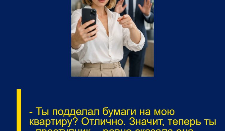 — Ты подделал бумаги на мою квартиру? Отлично. Значит, теперь ты — преступник, — ровно сказала она, набирая номер адвоката.